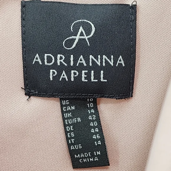 Adrianna Papell Women's Blush Ribbon Shoulder Cowl Neck Formal Maxi Dress Sz 10 - Picture 9 of 12